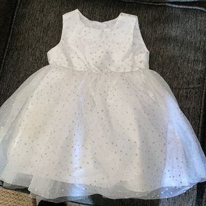 White with silver sparkly Polkadot dress. Size 3T